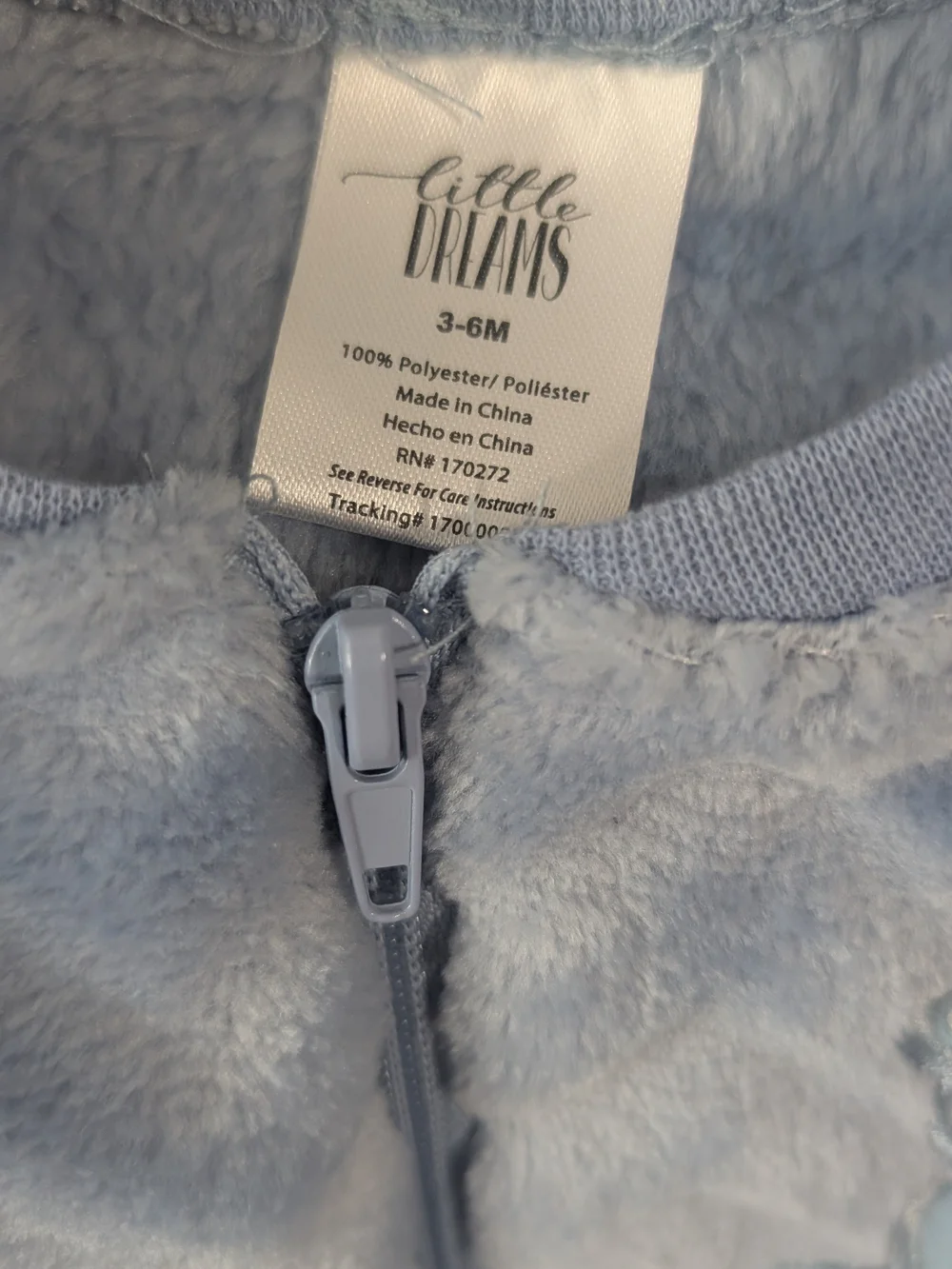 Baby Blue Plush One-Piece Footed Sleeper